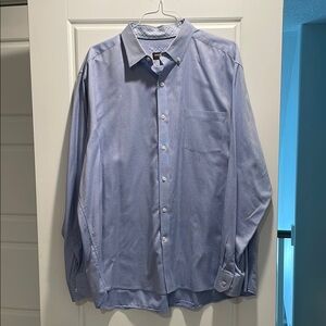 Johnston & Murphy 3XL Men’s Blue Micro-Pattern Dress Shirt | Cotton Button-Down